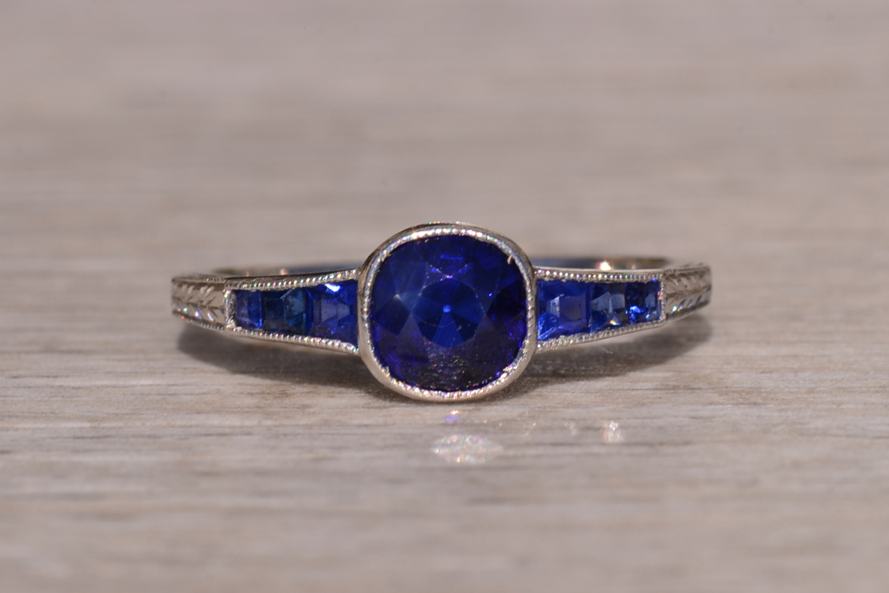 SOLD - The Wandering: Antique Art Deco Sapphire Engagement Ring - Image 5