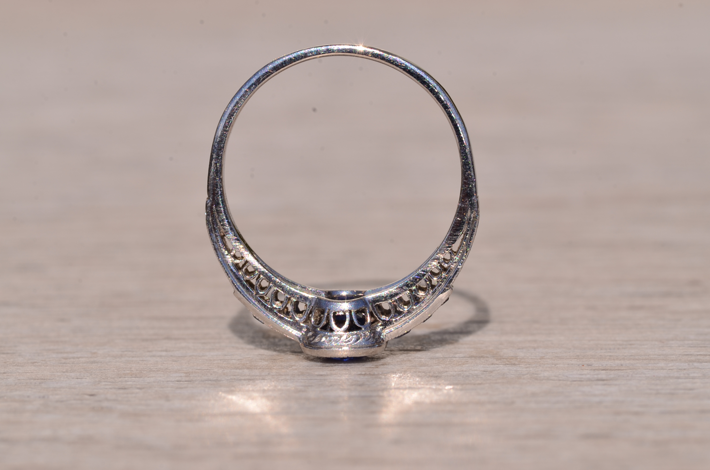SOLD - The Wandering: Antique Art Deco Sapphire Engagement Ring - Image 8