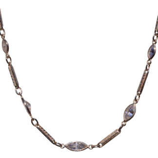 The 51st Street:  Antique White Gold Necklace set with 3.25 Carats of Marquise Diamonds