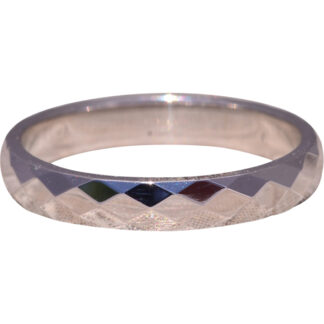 The Diamond-Cut Gleam: Textured Band in White Gold