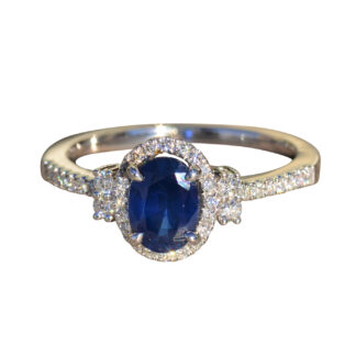The Tondi:  Ladies 18K Gold Sapphire and Diamond Engagement Ring