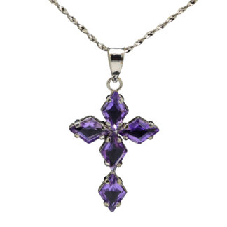 SOLD - The Weimer:  Ladies Modern Amethyst Cross Necklace set in 14K Gold