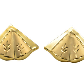 SOLD - The Credons:  Ladies Vintage 14K Yellow Gold Engraved Fan Earrings