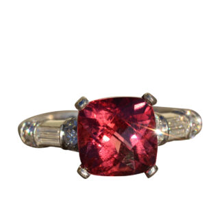 The Yancey:  Ladies Vintage Checkerboard Cut Tourmaline and Diamond Ring