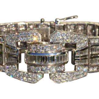 The Esplanade:  Exquisite Art Deco Style Bracelet in 14K Gold Featuring 15.8 CTW Diamonds