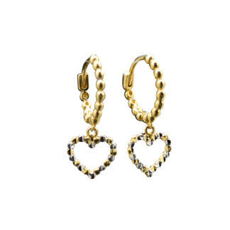 SOLD: The Naris:  Mini Heart Dangler Earrings in 14K Yellow Gold