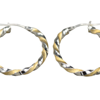 SOLD - The Letteras:  14K Gold Two Tone Eternity Twist Style Oval Hoop Earrings