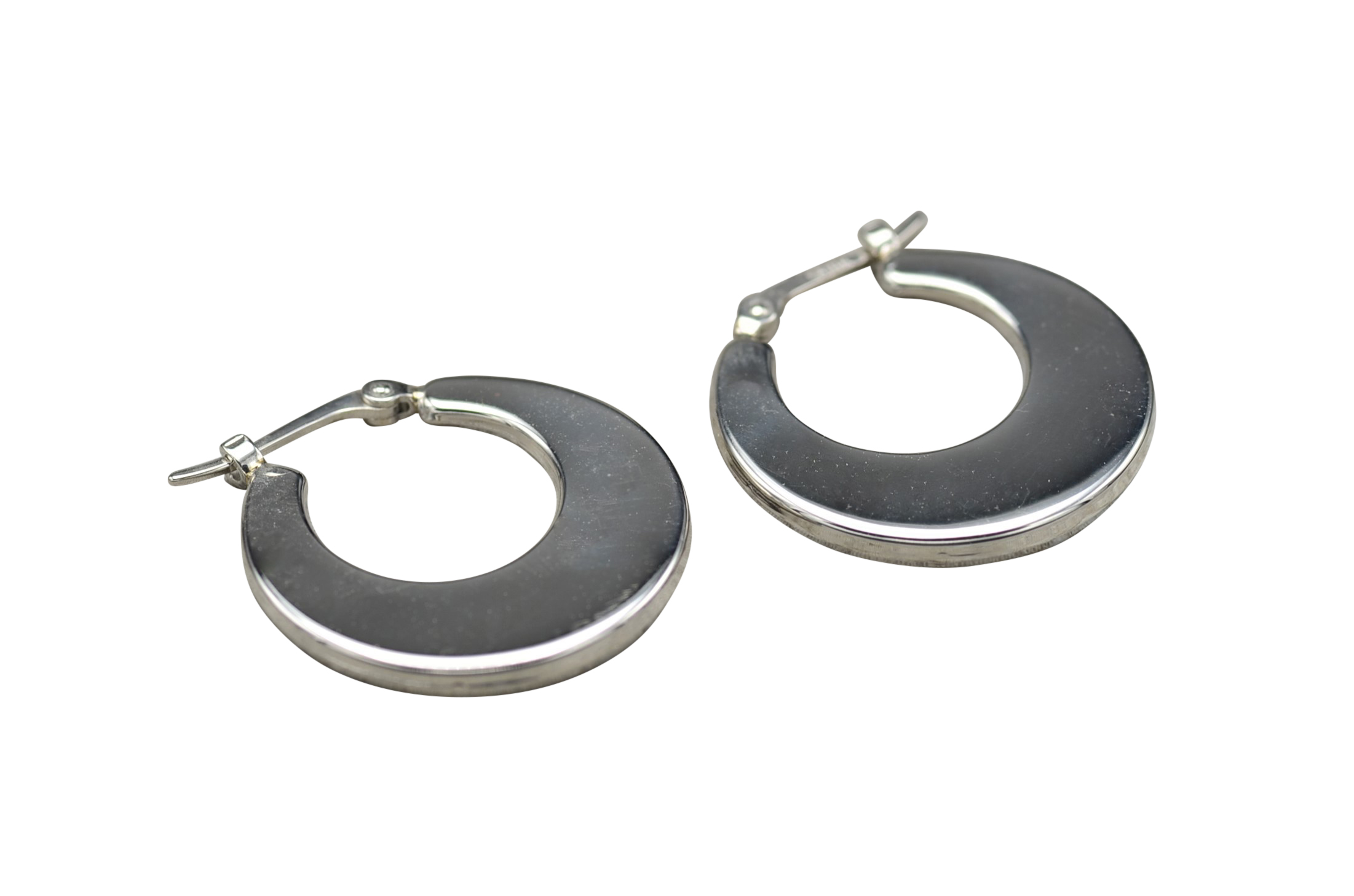 SOLD - The Hydrillas: Classic 14K White Gold Wide Hoop Earrings