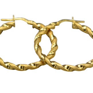 The Ballans:  Ladies Round Twisted 14K Gold Hoop Earrings