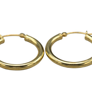SOLD: The Devarios:  Classic 14K Yellow Gold Round Hoop Earrings
