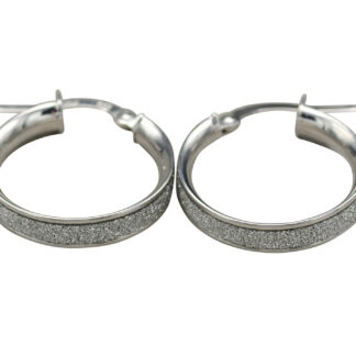 SOLD - The Lenoks:  Ladies 14K White Gold Druzy Enameled Hoop Earrings