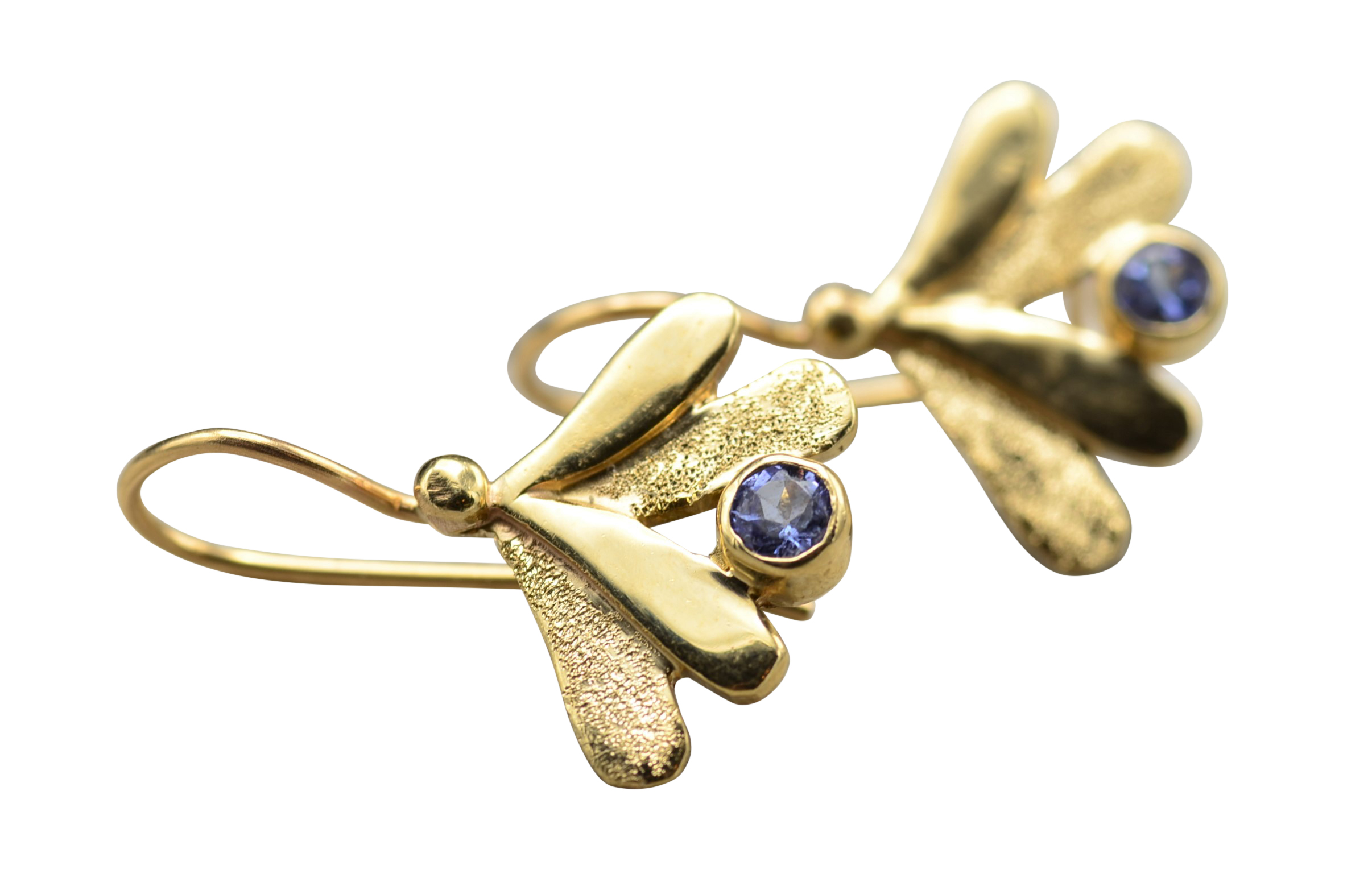 SOLD - The Rivolos: Ladies Hand Made 14K Gold Tanzanite Drop Earrings