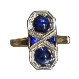 SOLD - The Tonkin:  Ladies Antique 18K Gold Sapphire Cocktail Ring