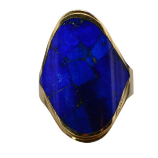 SOLD - The Taranto:  Vintage Yellow Gold Cocktail Ring set with Lapis Lazuli