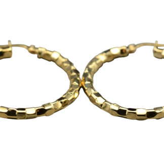 SOLD - The Menkas:  Faceted 14K Yellow Gold Hoop Earrings