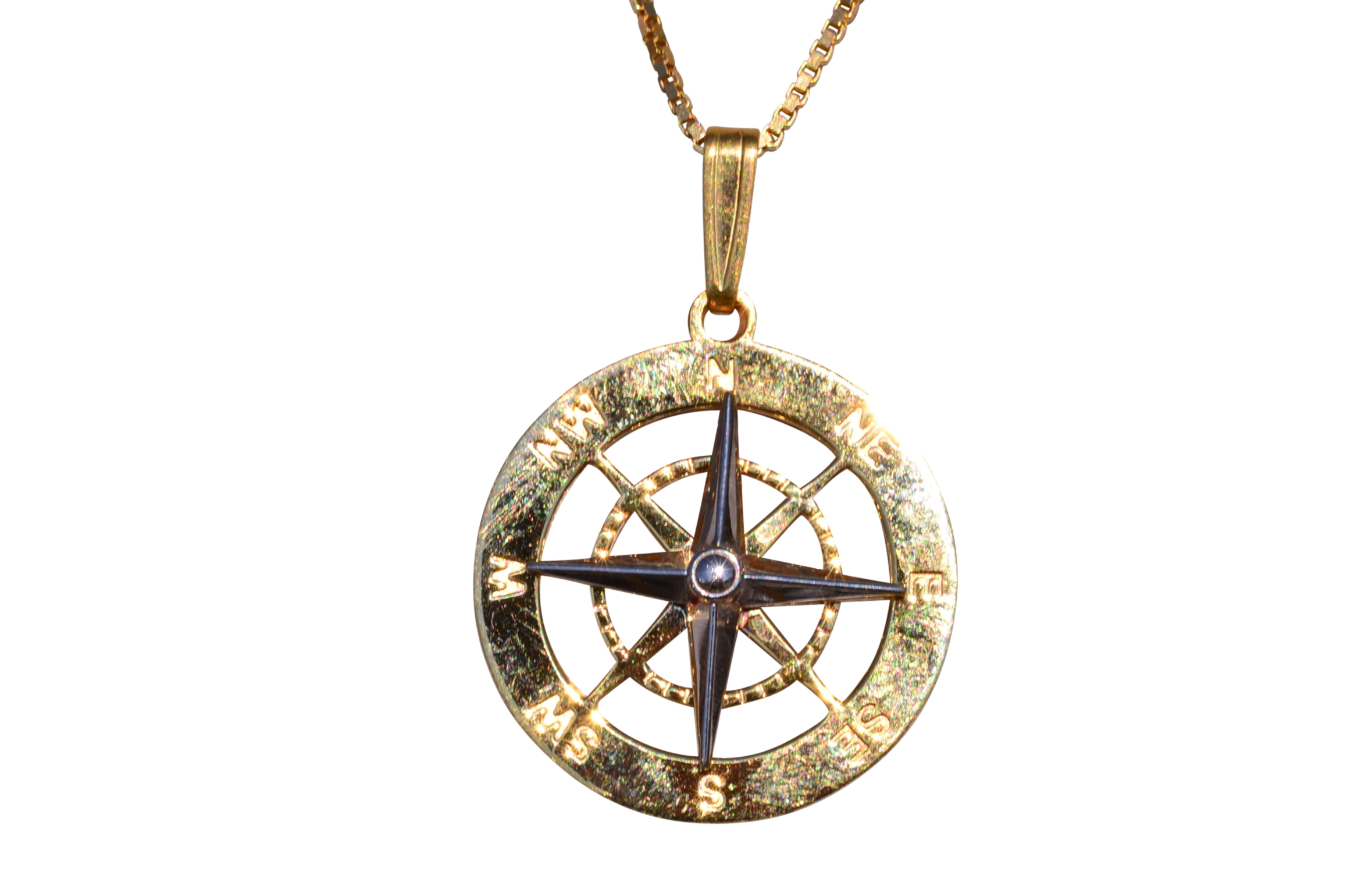 The Compass: 14 Karat Gold Compass Pendant