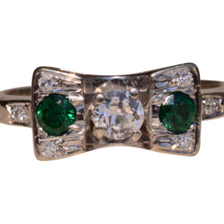 SOLD - The Treasure Island Drive: Vintage Diamond and Tsavorite Bow Ring