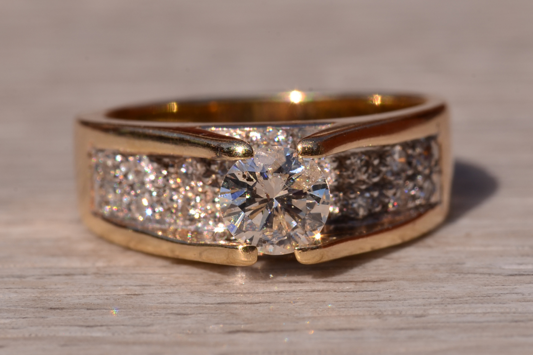 SOLD - The Hicks Island: Mid Century Modern Engagement Ring with Natural Diamonds - Image 2