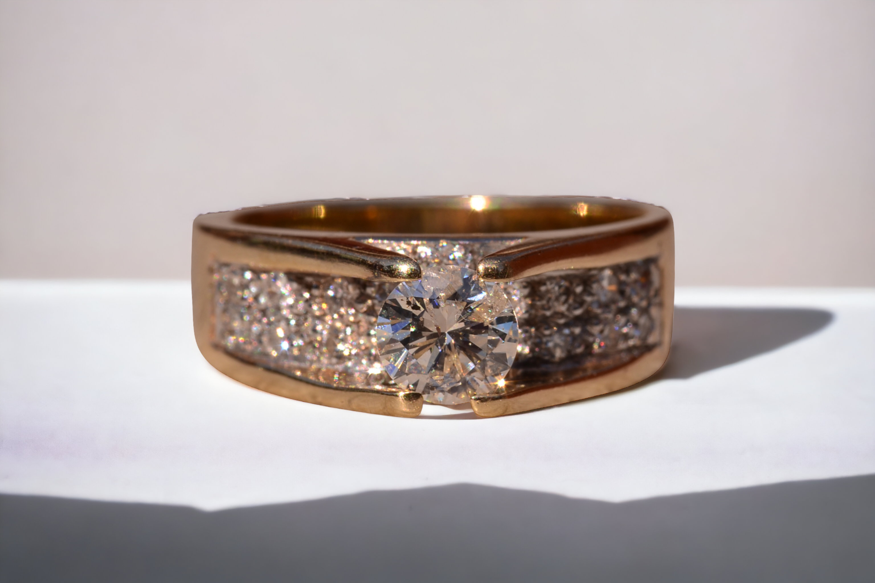 SOLD - The Hicks Island: Mid Century Modern Engagement Ring with Natural Diamonds - Image 11