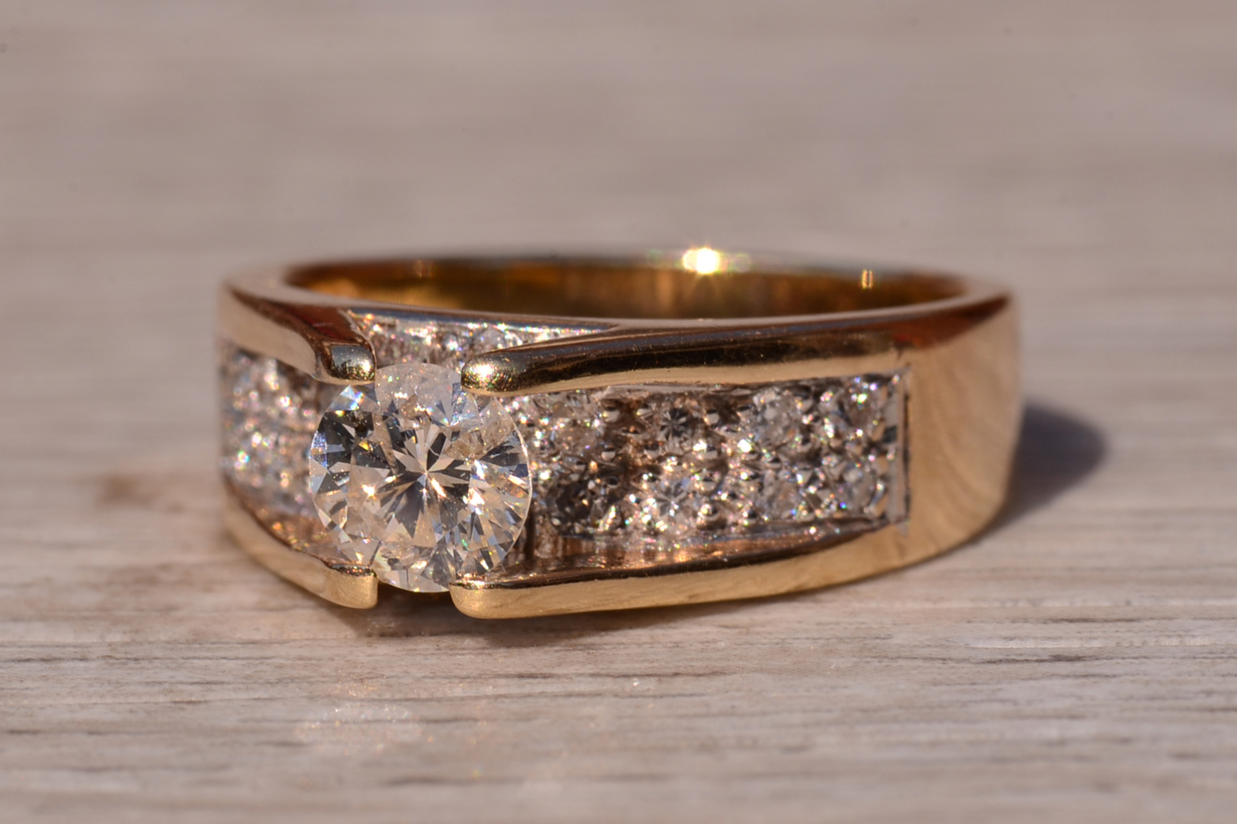 SOLD - The Hicks Island: Mid Century Modern Engagement Ring with Natural Diamonds - Image 3