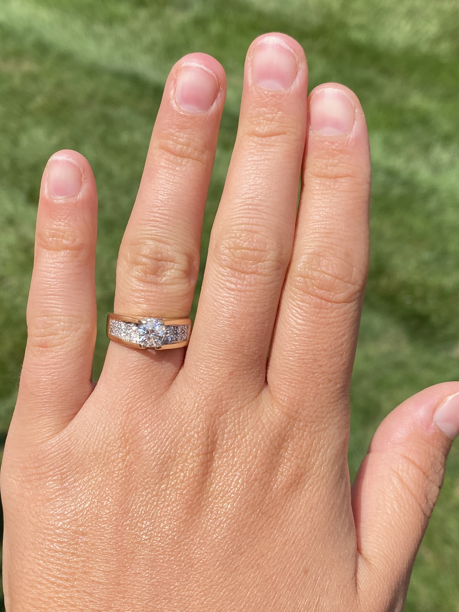 SOLD - The Hicks Island: Mid Century Modern Engagement Ring with Natural Diamonds - Image 8