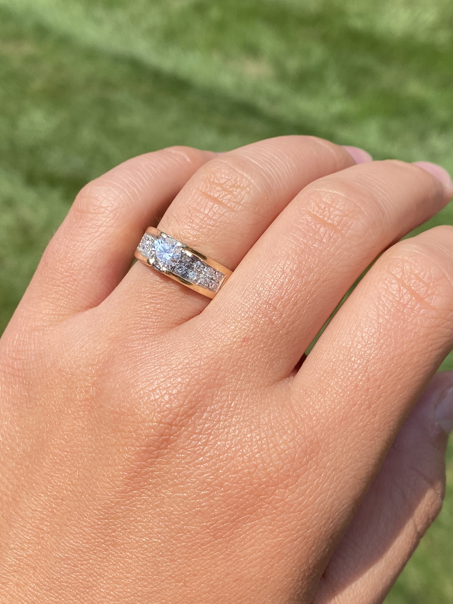 SOLD - The Hicks Island: Mid Century Modern Engagement Ring with Natural Diamonds - Image 9