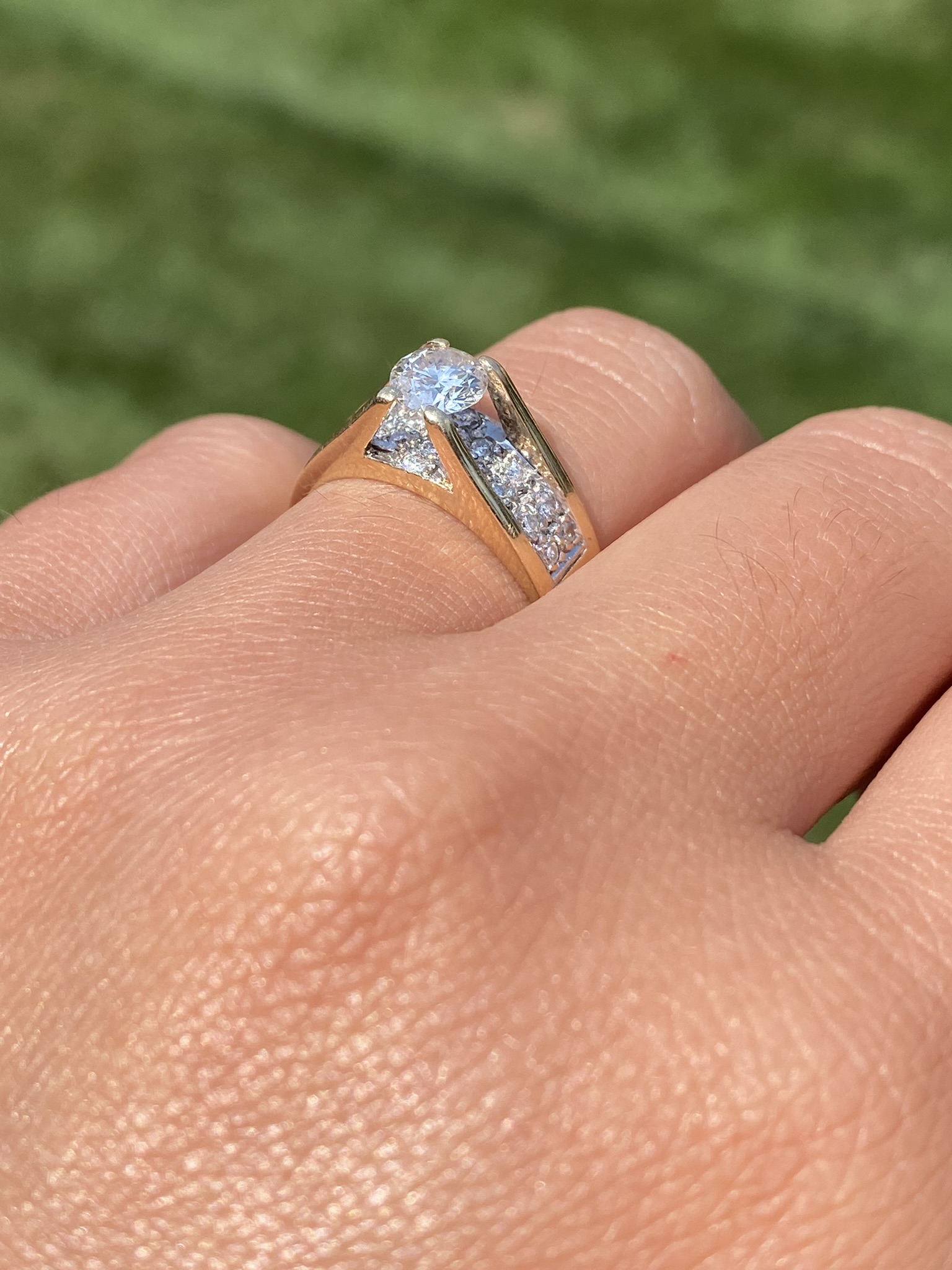 SOLD - The Hicks Island: Mid Century Modern Engagement Ring with Natural Diamonds - Image 10