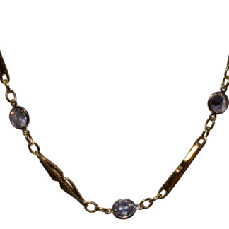 The 57th Street: Antique Yellow Gold Station Chain set with Diamonds