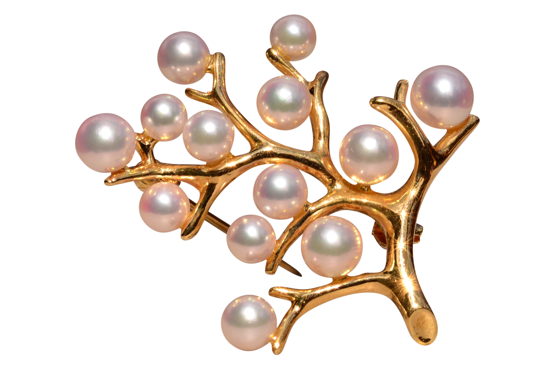 SOLD - The Limmen: Vintage Mikimoto Akoya Pearl Tree of Life Brooch in 18K