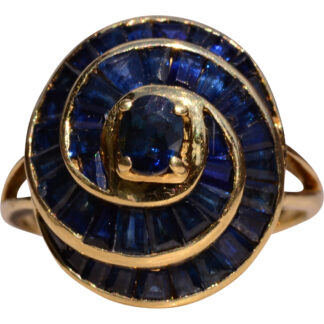 The Willare:  Vintage Spiral Sapphire and Yellow Gold Cocktail Ring