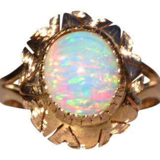 SOLD - The 111th Street:  Mid Century Opal Ring in Yellow Gold
