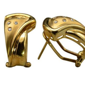 SOLD - The Celaenos:  14K Yellow Gold Mid Century Modern Diamond Drop Earrings