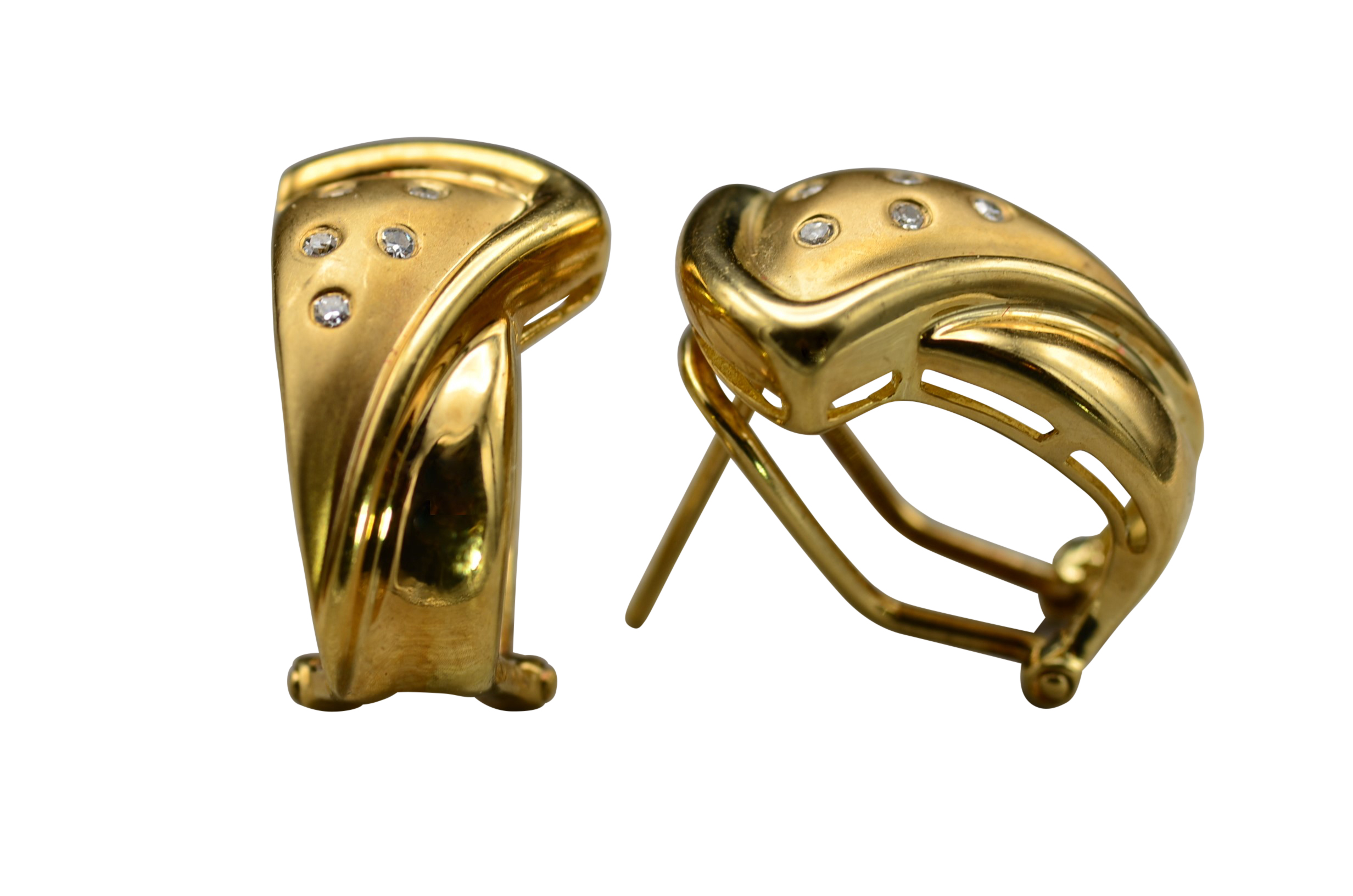 SOLD - The Celaenos: 14K Yellow Gold Mid Century Modern Diamond Drop Earrings