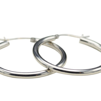 The Daras:  Classic 14K White Gold Hoop Earrings