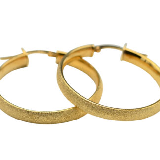 SOLD: The Hyrdus:  14K Yellow Gold Florentine Finish Hoop Earrings