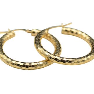 The Pavos:  14K Yellow Gold Faceted Hoop Earrings