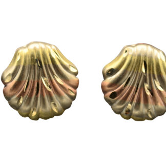 SOLD - The Bettinas:  14K Tri-Color Seashell Stud Earrings