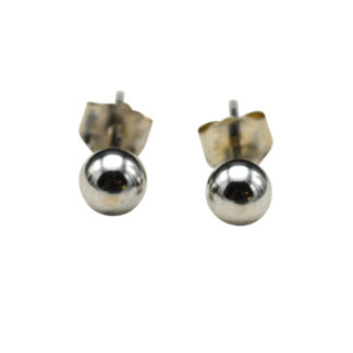 SOLD - Ladies Simple 14K White Gold Bead Ball Studs