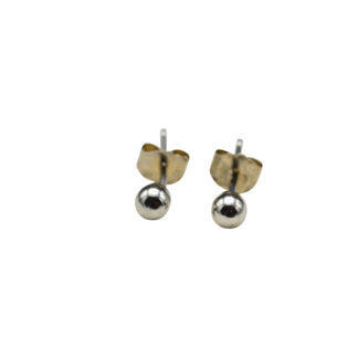 SOLD - Ladies Simple 14K White Gold Bead Ball Studs