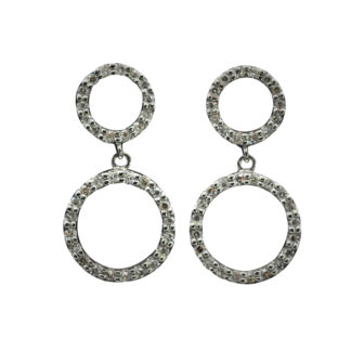 The Renatas:  Ladies 14K White Gold and Diamond Circle Danglers