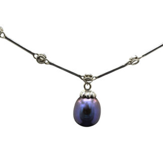 The Saveria:  Ladies 14K Diamond and Pearl Necklace