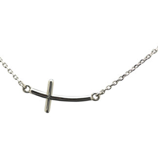 The Bevan:  Ladies 14K White Gold Cross Necklace