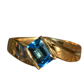 The Lunet:  Ladies Contemporary 14K Topaz Bypass Ring