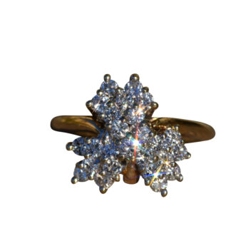 The Morwen:  Ladies Diamond Cluster Cocktail Ring in 14K Gold