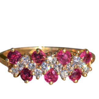 SOLD - The Owena:  Ladies Contemporary 14K Ruby and Diamond Zig Zag Band