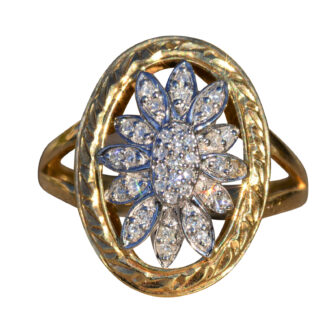 The Rhian:  Ladies Floral Diamond Cocktail Ring set in 14K Gold
