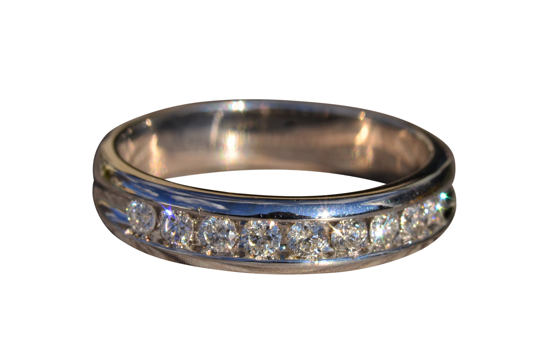 The Nurrin: Gentleman's 14K Channel Set Diamond Wedding Band