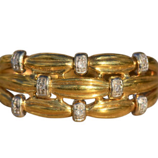 The Charis:  Ladies 18K Yellow Gold Wide Band set with Diamonds