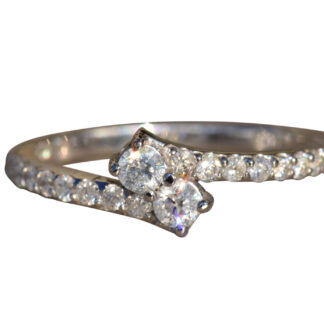 SOLD - The Carlyn:  Ladies Bypass Style Toi et Moi Diamond Ring in 14K