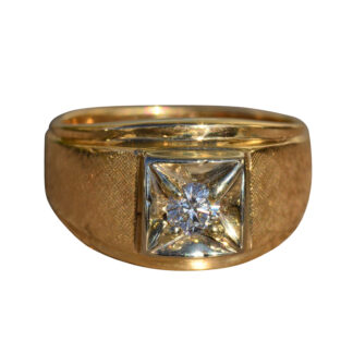 SOLD - The Hadria:  Gentleman's Vintage Diamond Ring in 14K Yellow Gold